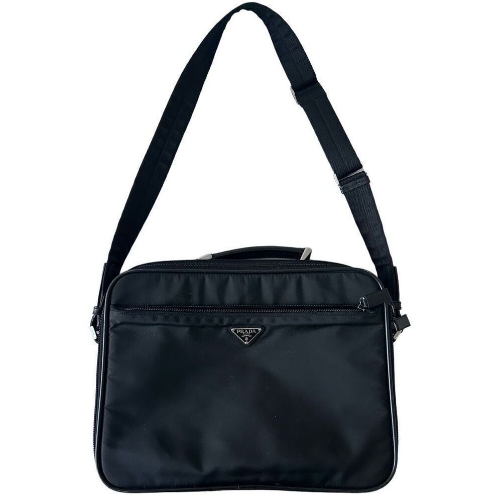 Authentic Prada Black Nylon Briefcase Bag